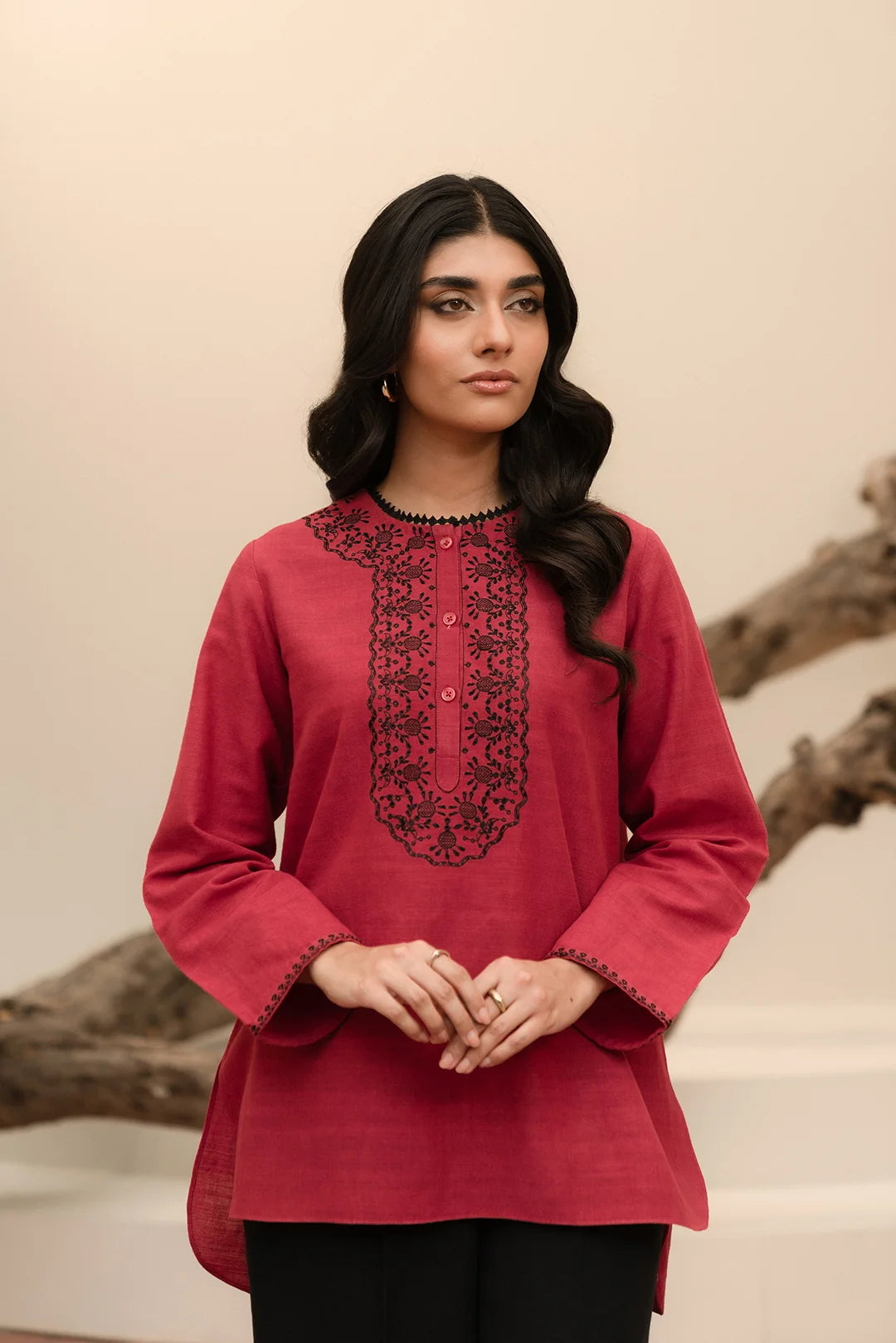1 Piece Embroidered Khaddar Shirt Pret Winter-24