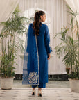 3 Piece Embroidered Raw Silk Suit