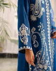 3 Piece Embroidered Raw Silk Suit