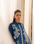 3 Piece Embroidered Raw Silk Suit