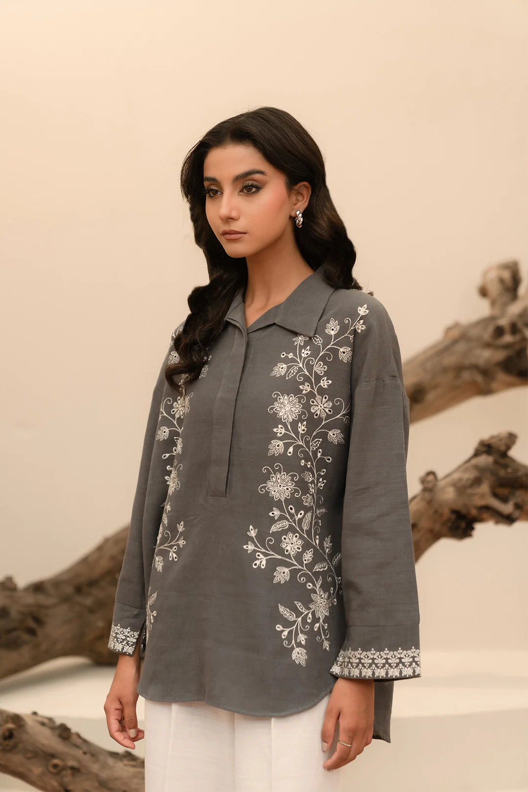 1 Piece Embroidered Khaddar Shirt Pret Winter-24