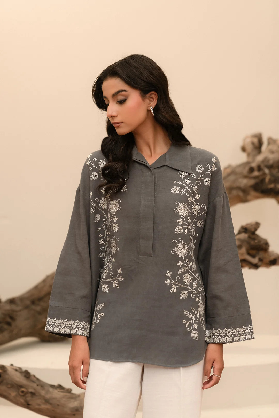 1 Piece Embroidered Khaddar Shirt Pret Winter-24