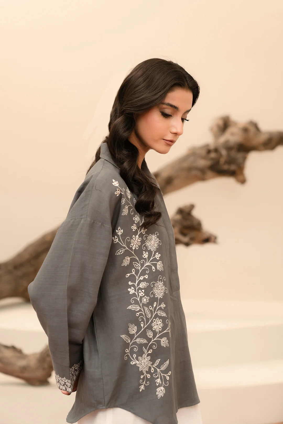 1 Piece Embroidered Khaddar Shirt Pret Winter-24