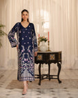 Embroidered raw silk kaftan dress for winter collection Beyond East