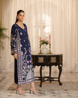 Luxury embroidered kaftan in raw silk fabric from Beyond East pret collection 2025