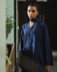 linen 3 piece suit complete outfit blue embroidered