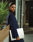linen 3 piece suit pakistan women blue