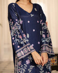 Embroidered raw silk kaftan dress Pakistan winter 25 collection