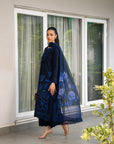 3 Piece Printed Embroidered Dobby Suit