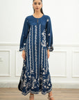 1 Piece Embroidered Raw Silk Kaftan