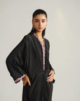 1 Piece Embroidered Raw Silk Kaftan