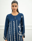 1 Piece Embroidered Raw Silk Kaftan