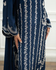 1 Piece Embroidered Raw Silk Kaftan