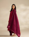 Maroon Yarn Dyed Embroidered Shawl