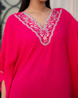 Simple kaftan dress Pakistani embroidered raw silk winter wear