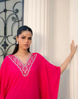 Elegant velvet kaftan dress embroidered raw silk winter collection
