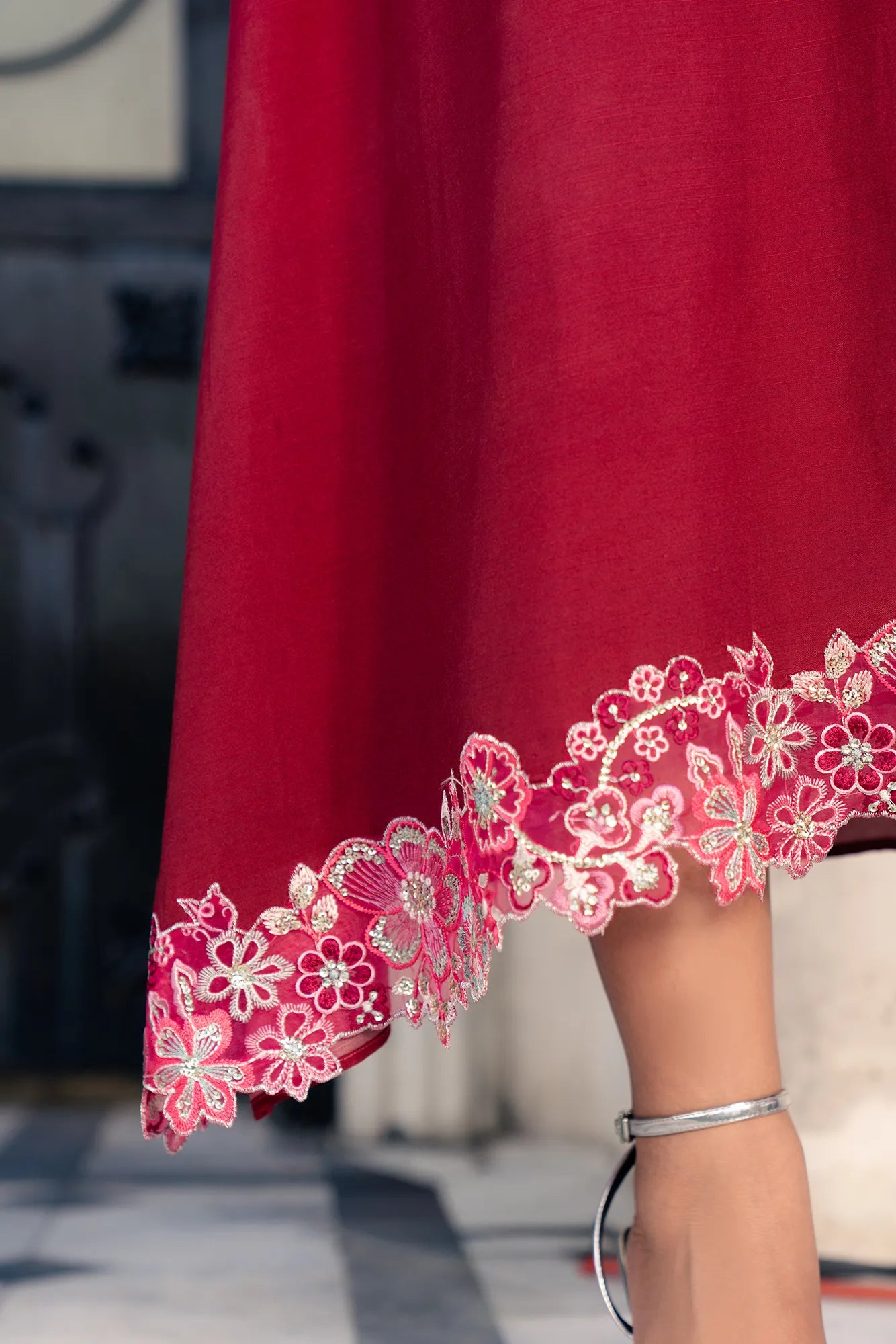 Party wear Pakistani kaftan dress embroidered raw silk Beyond East