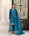 3 Piece Embroidered Raw Silk Suit
