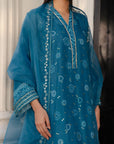 3 Piece Embroidered Raw Silk Suit