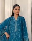 3 Piece Embroidered Raw Silk Suit