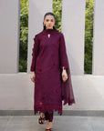 3 Piece Printed Embroidered Dobby Suit