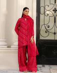3 Piece Embroidered Raw Silk Suit