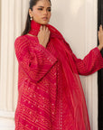 3 Piece Embroidered Raw Silk Suit