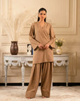 2 Piece Embroidered Raw Silk Suit Pret Winter - 25
