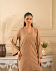 2 Piece Embroidered Raw Silk Suit Pret Winter - 25