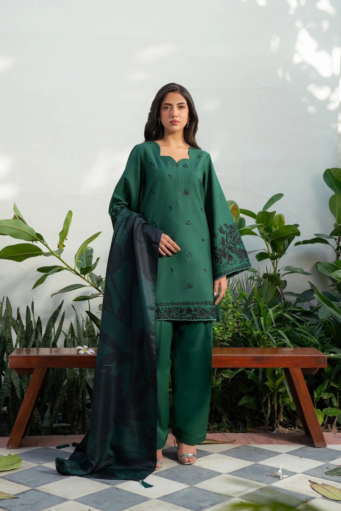 3 Piece Embroidered Cambric Suit