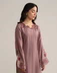 1 Piece Embroidered Raw Silk Kaftan