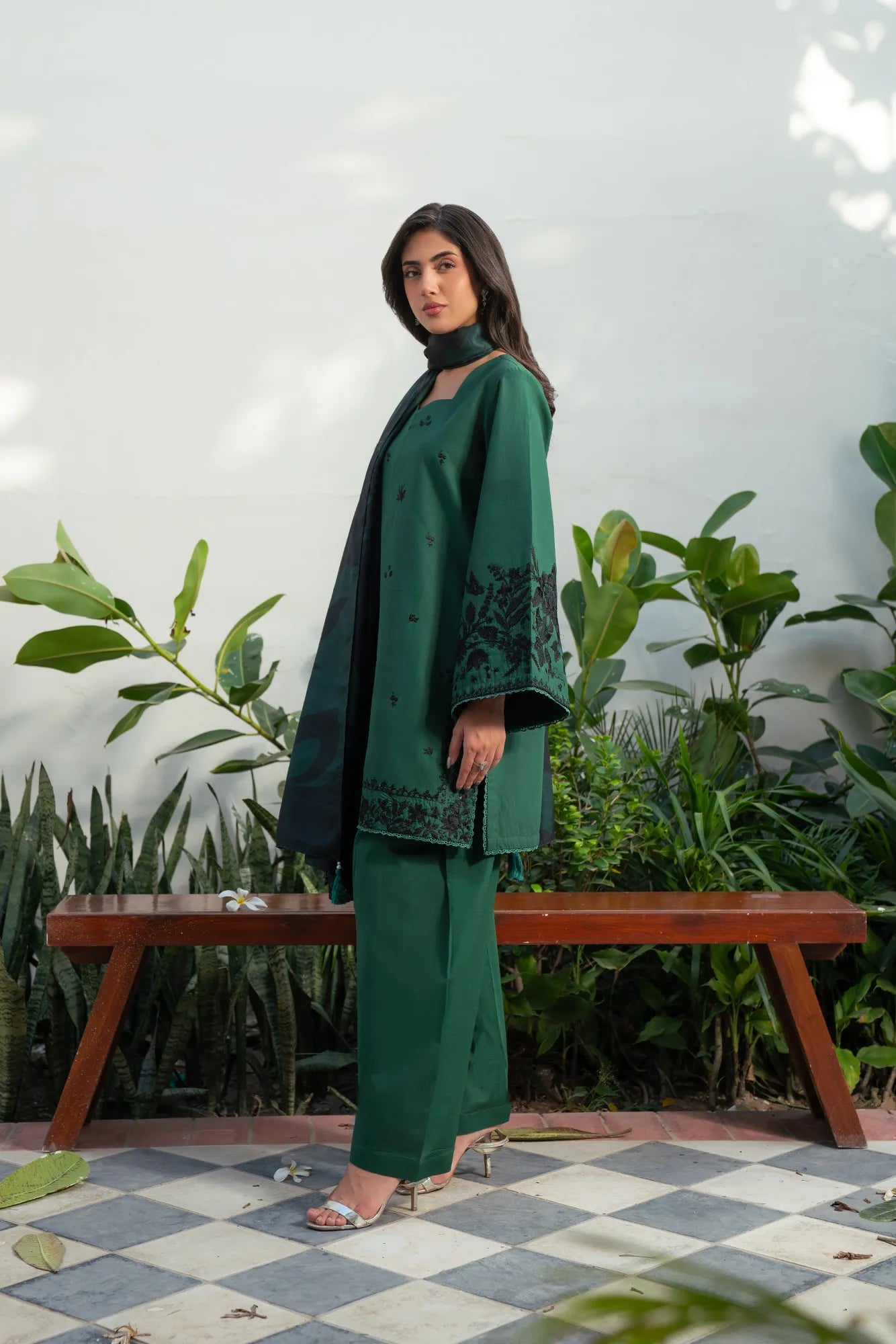 3 Piece Embroidered Cambric Suit