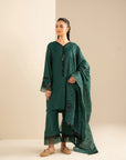 3 Piece Embroidered Raw Silk Suit