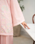 Pink lawn kurta front view - delicate embroidery detail - women ready to wear Beyond East