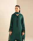 3 Piece Embroidered Raw Silk Suit