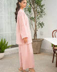 Close-up embroidery on light pink lawn kurta - Beyond East women's pret Pakistan