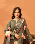 3 Piece Printed Khaddar Suit Unstitched Winter-24