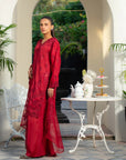 3 Piece Embroidered Raw Silk Suit