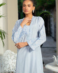 2 Piece Embroidered Blended Silk Suit