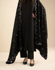 Black yarn dyed Embroidered Shawal Pret Fall - 25
