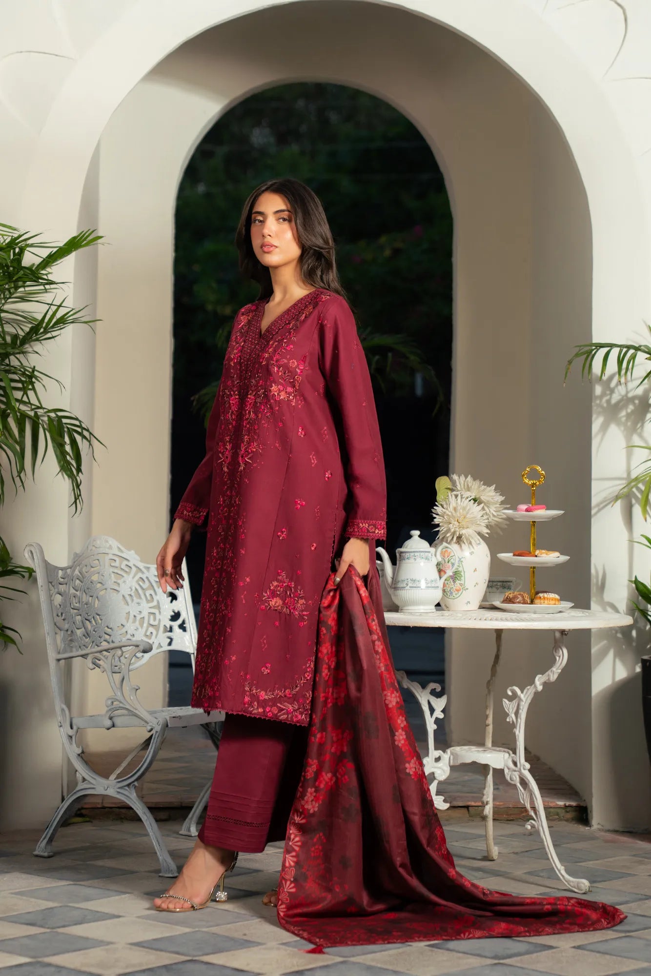 3 Piece Embroidered Cambric Suit