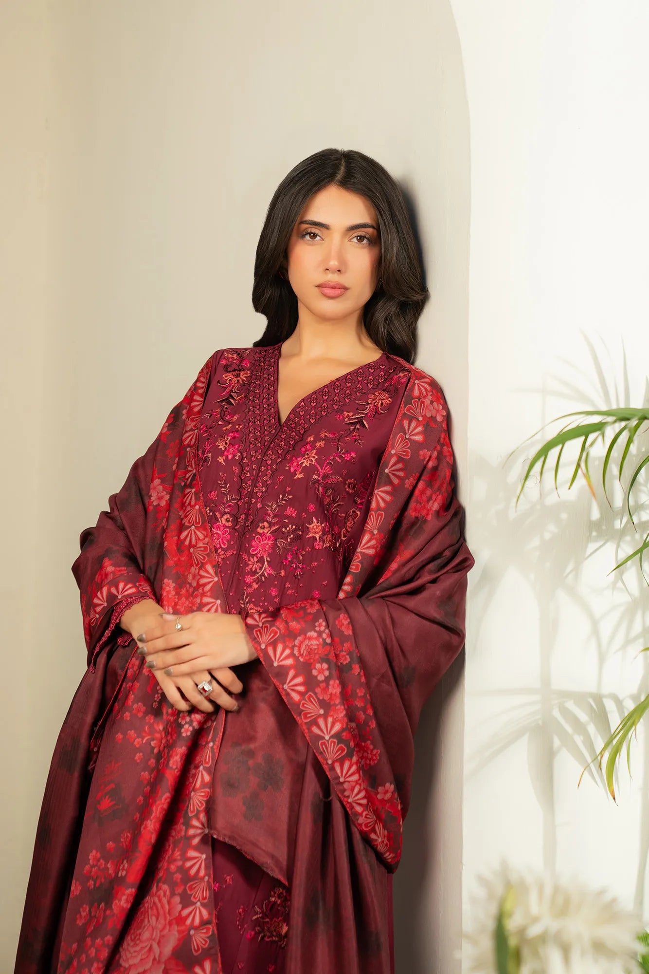 3 Piece Embroidered Cambric Suit