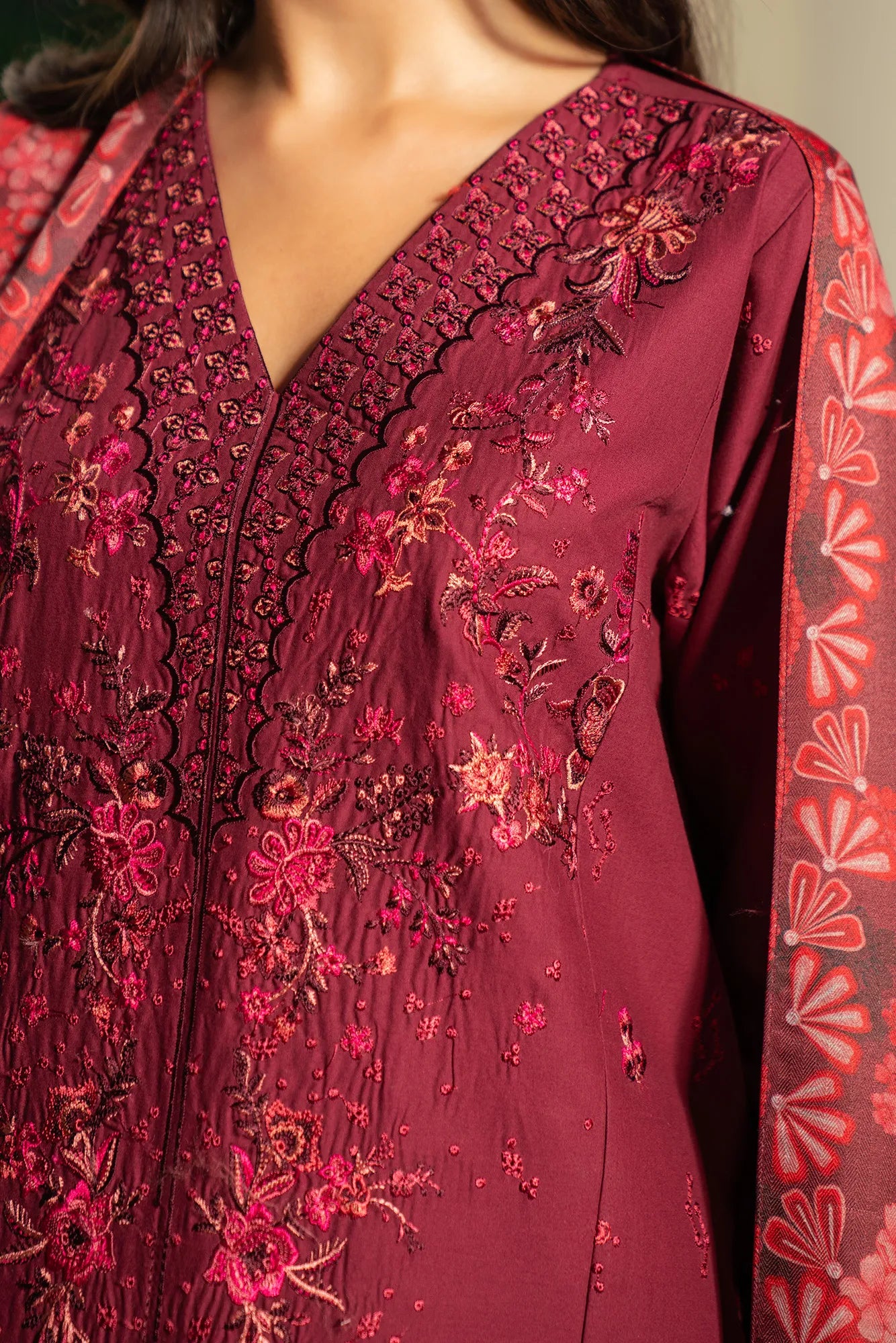 3 Piece Embroidered Cambric Suit