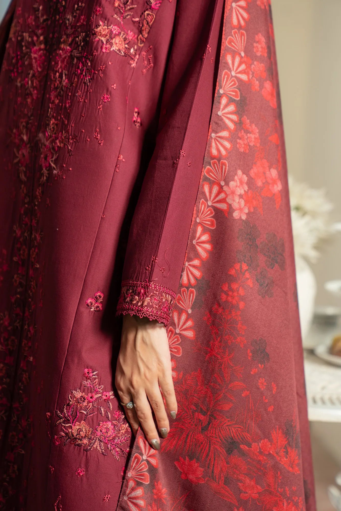 3 Piece Embroidered Cambric Suit