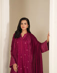 3 Piece Embroidered Linen Suit