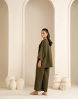 2 Piece Solid Embroidered Suit