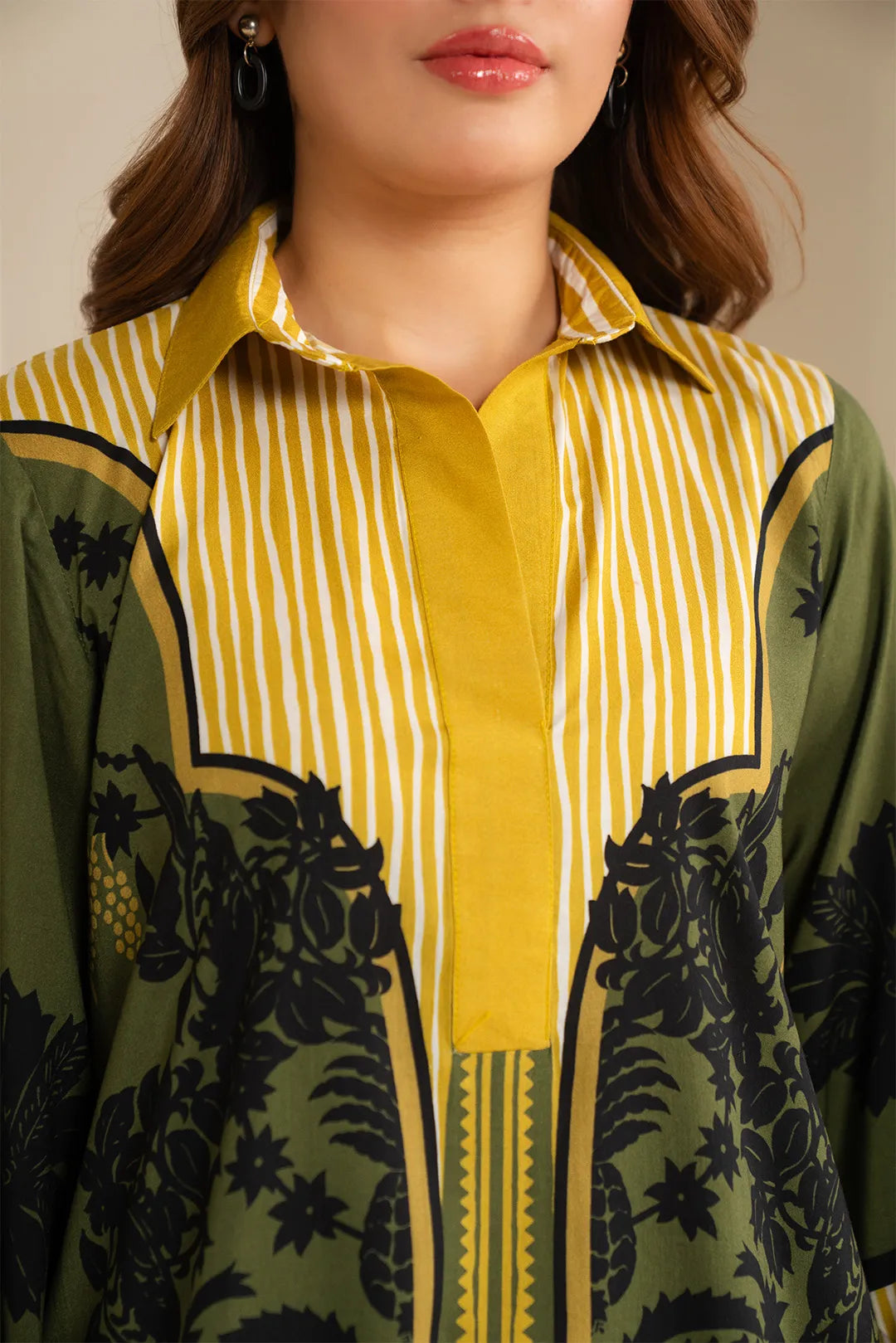 1 Piece Printed Linen Shirt Pret Fall - 25