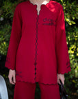 2 Piece Embroidered Cambric Suit