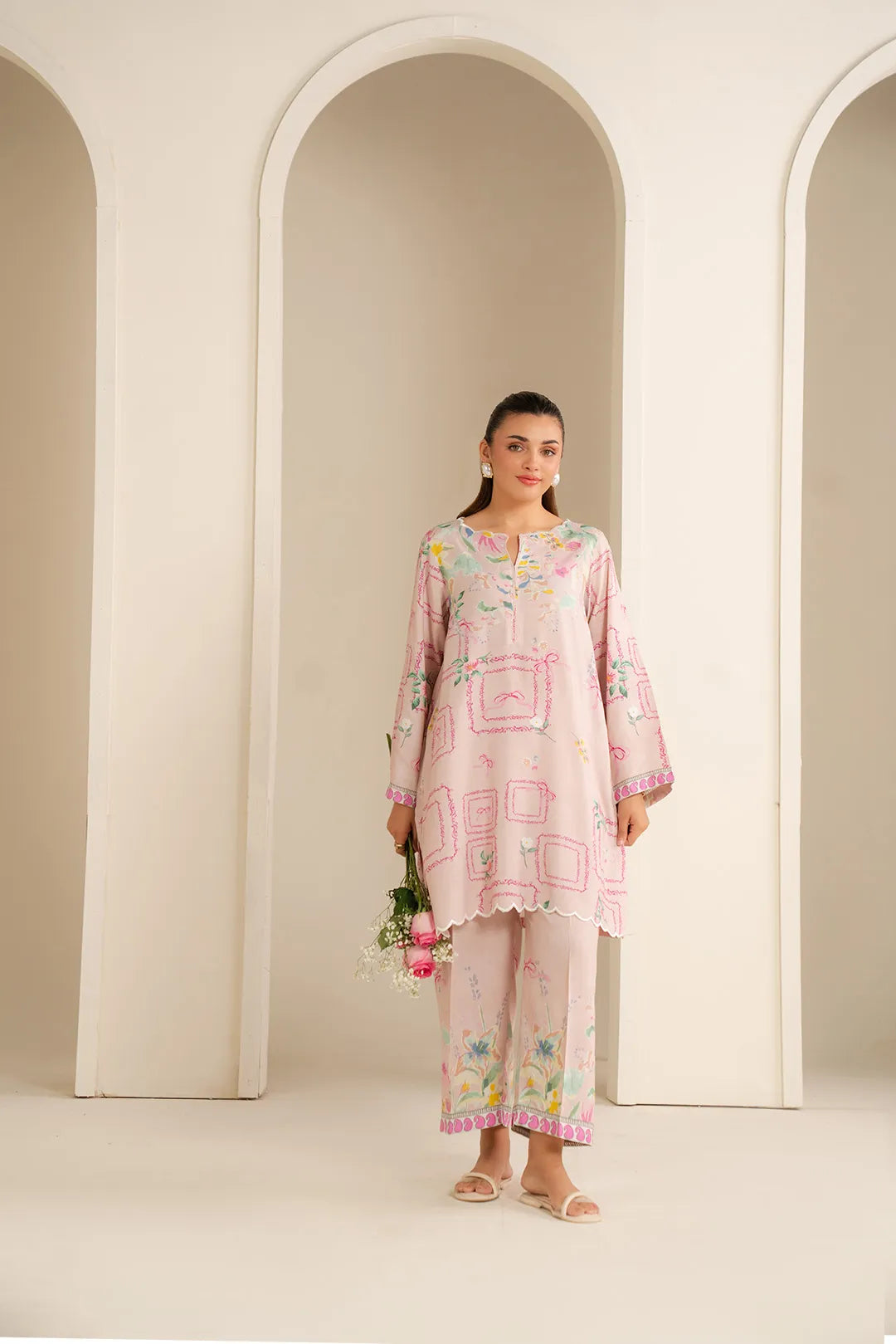 2 Piece Printed Linen Suit Pret Fall - 25