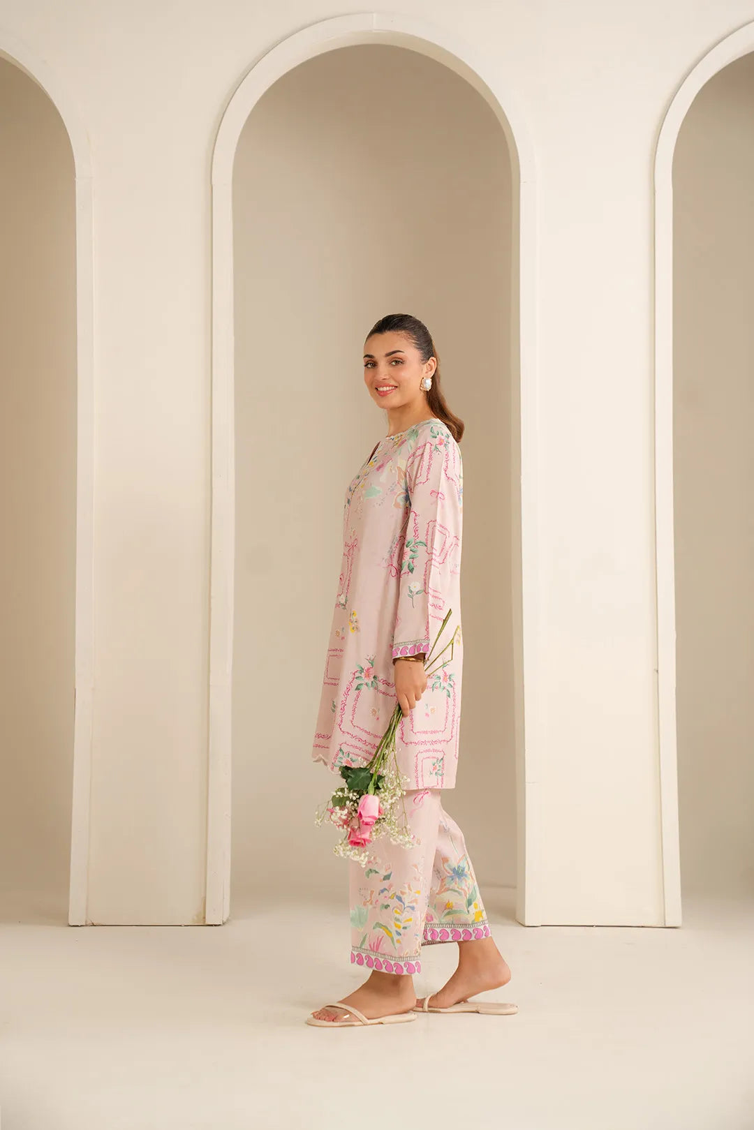 2 Piece Printed Linen Suit Pret Fall - 25